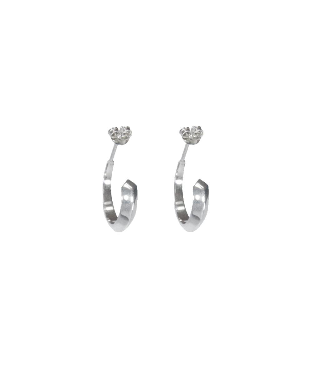 Facet Silver Midi Hoop Earrings - laconicfinejewellery