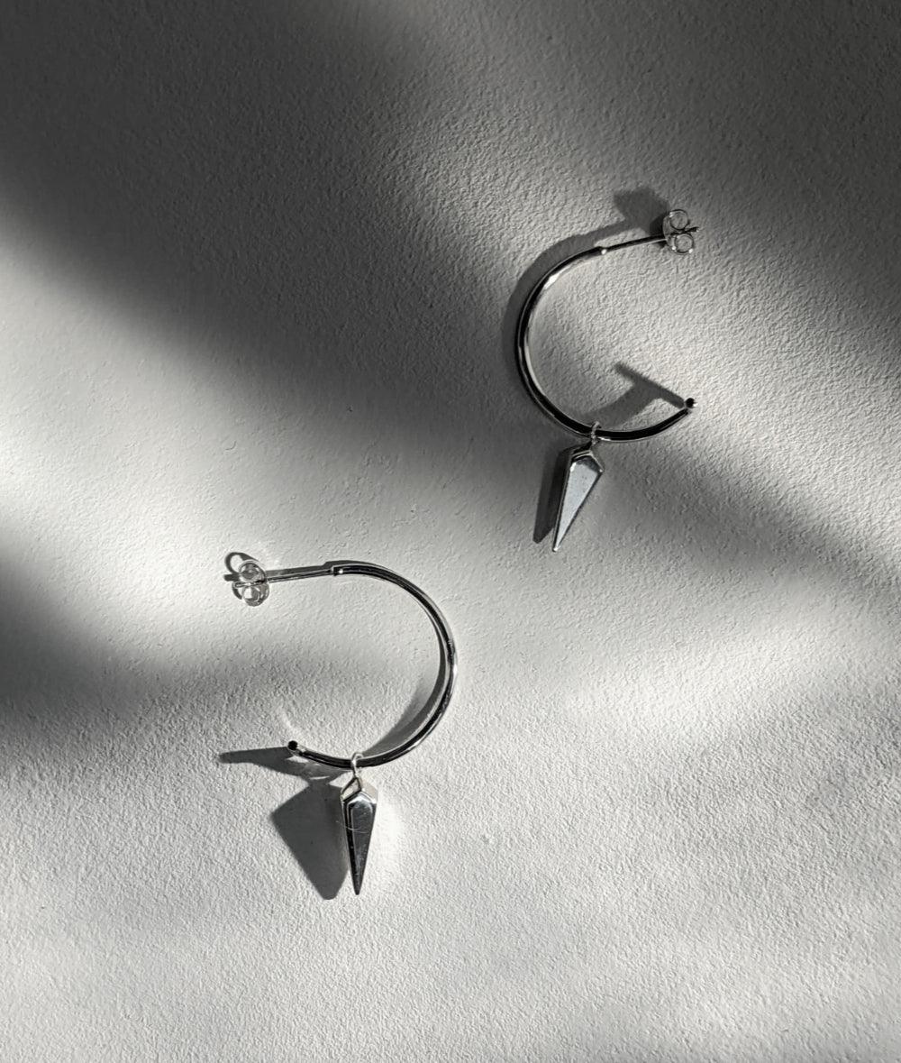 Facet Silver Multi Charm Hoop Earrings - laconicfinejewellery