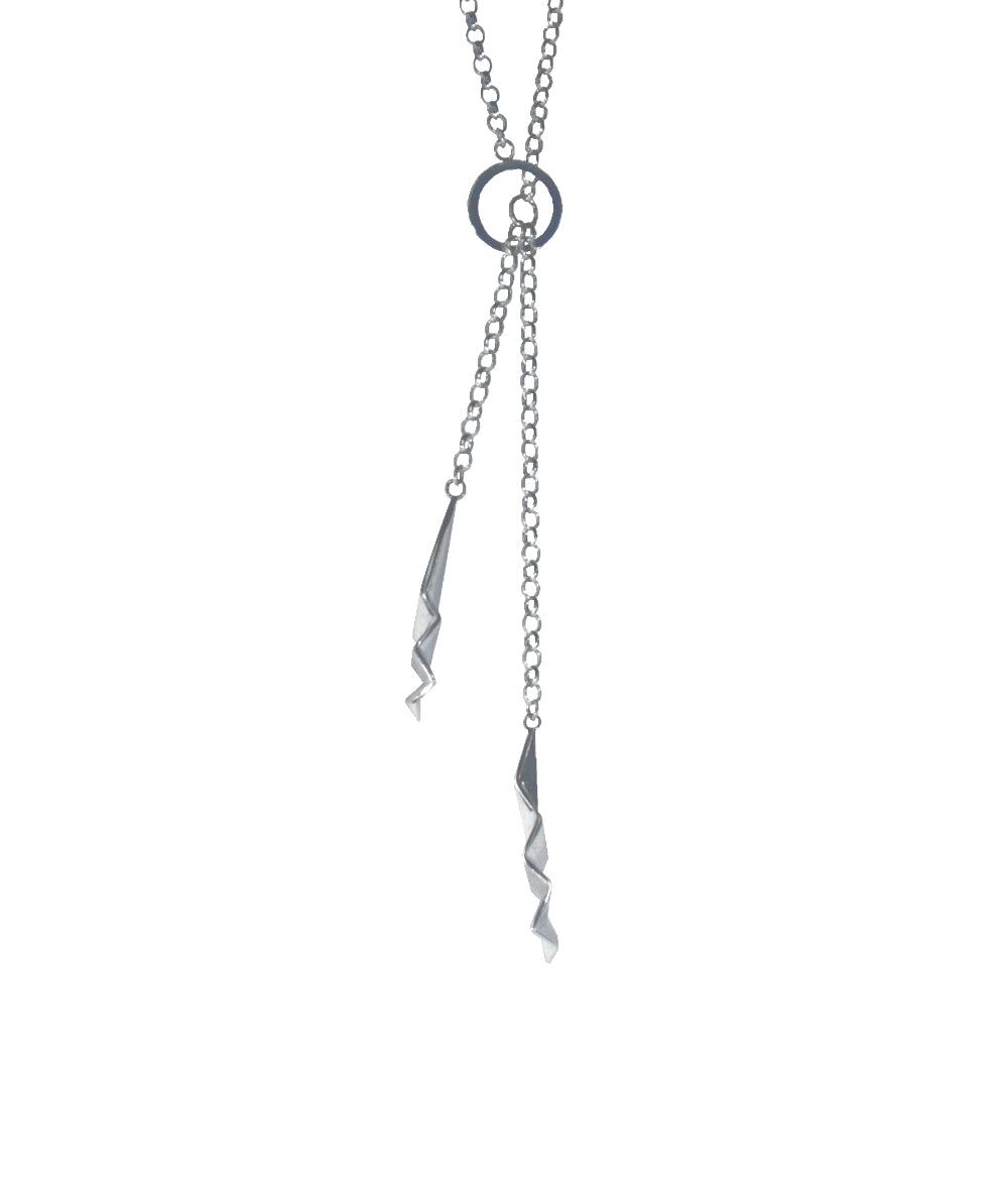 Fracture Silver Lariat Necklace - laconicfinejewellery