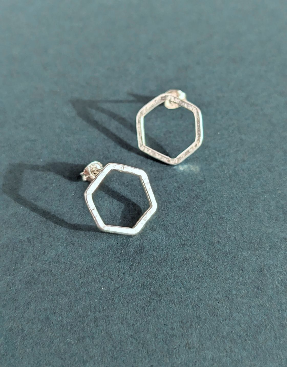 Causeway Hexagonal Line Stud Earrings Large