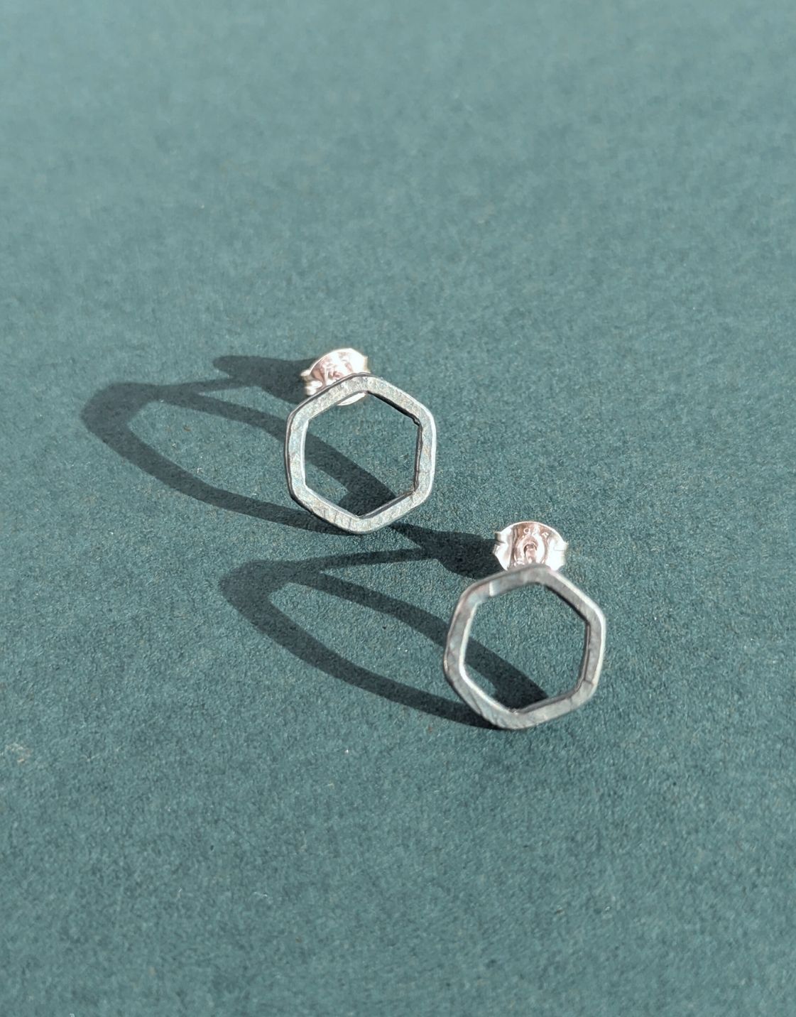 Causeway Hexagonal Line Stud Earrings Small