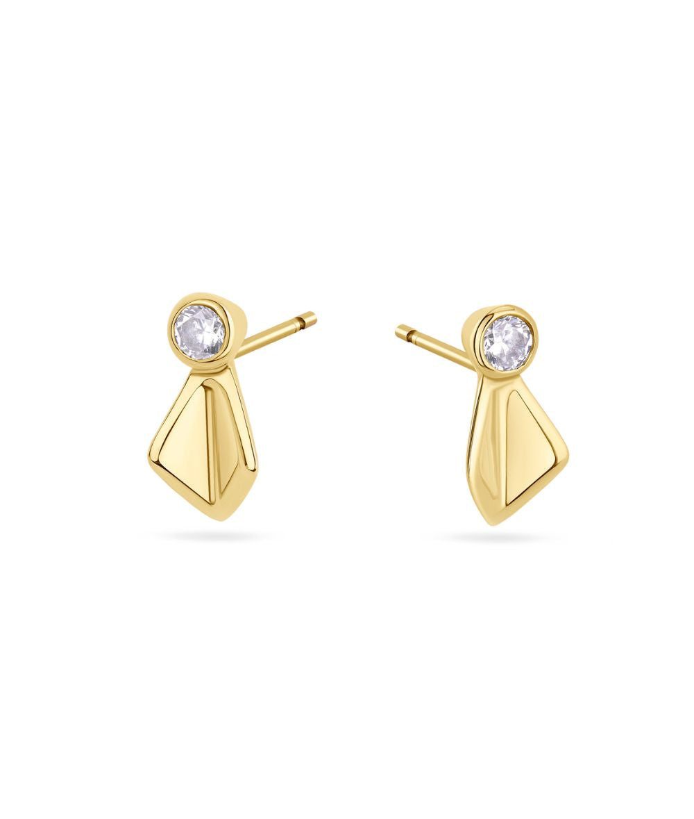 Valley Yellow Gold & Diamond Stud Earrings