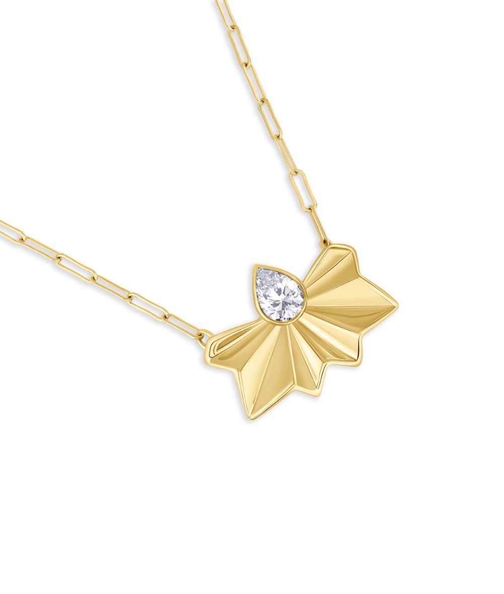 Valley Yellow Gold and Pear Diamond Pendant